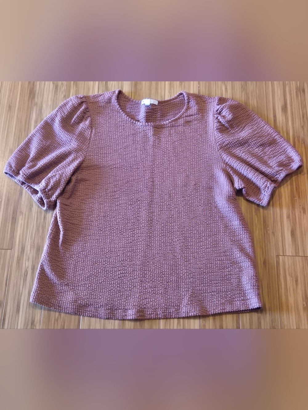 DR2 Mauve Textured Puff-Sleeve Top